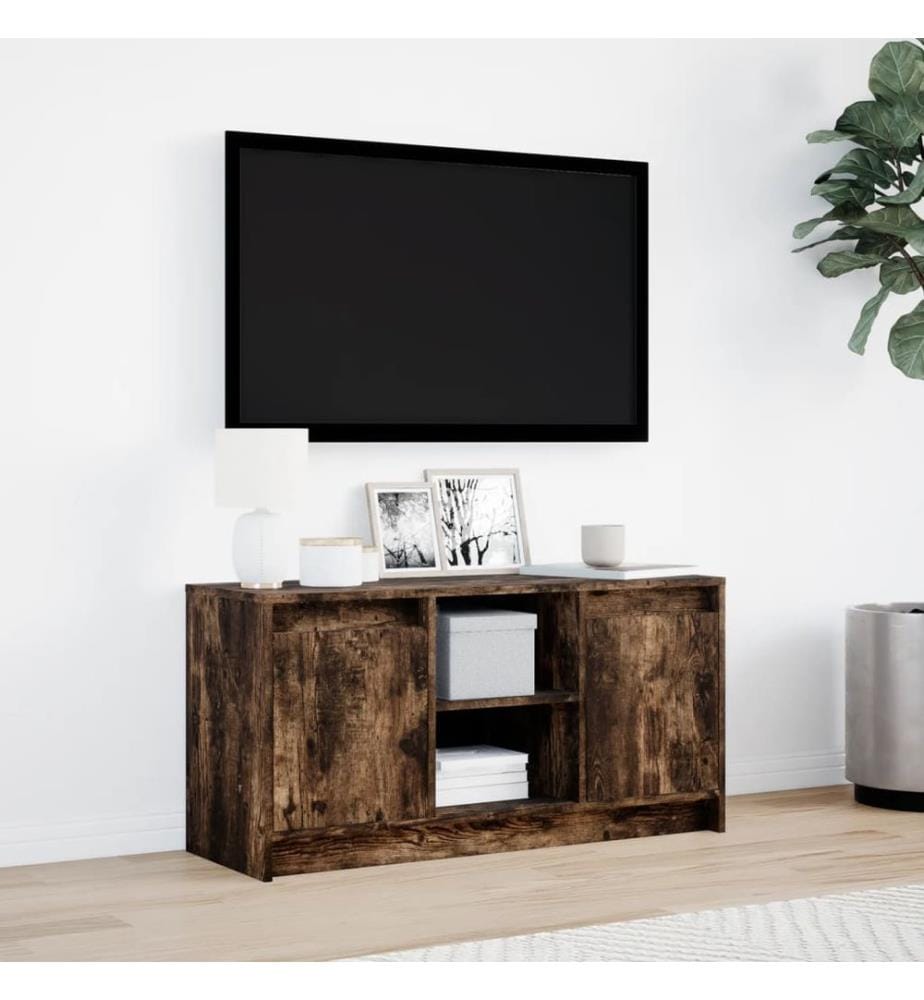 TV-Schrank mit LED-Beleuchtung Räuchereiche 100x34x50 cm