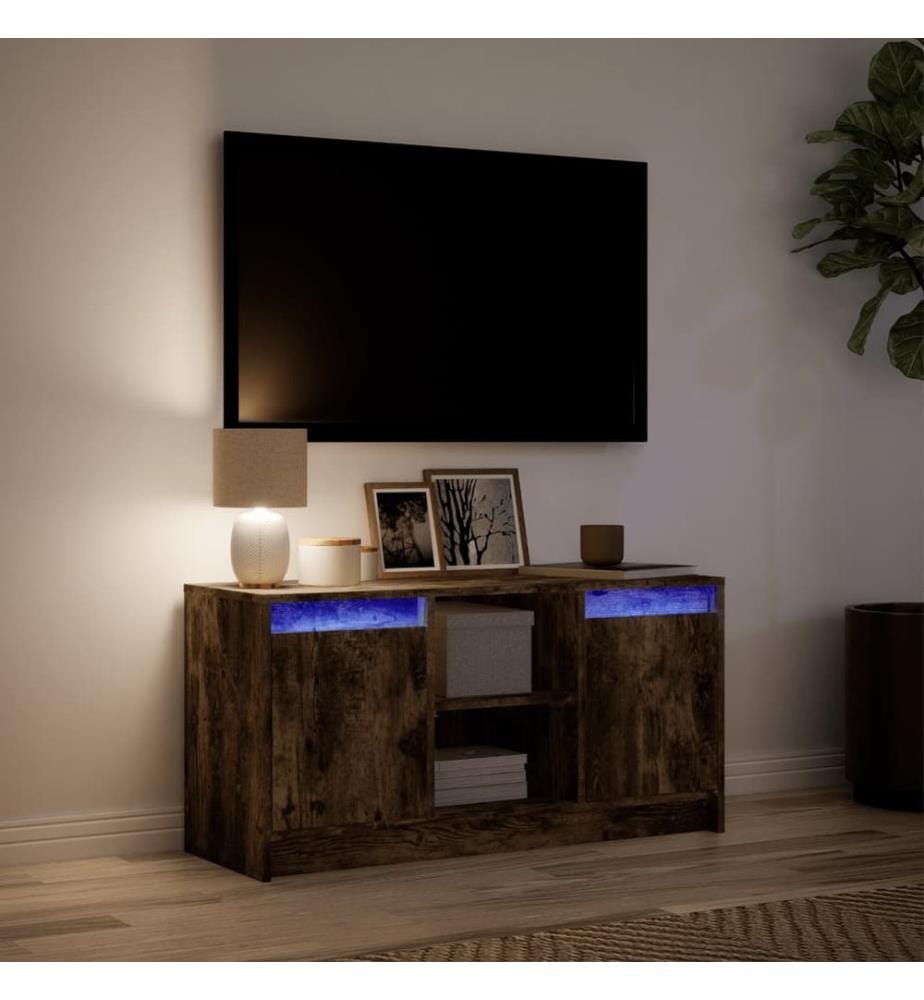 TV-Schrank mit LED-Beleuchtung Räuchereiche 100x34x50 cm