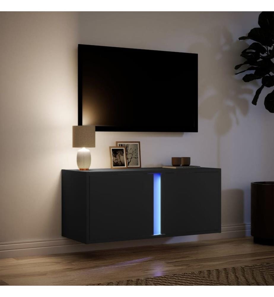 TV-Wandschrank mit LED-Beleuchtung Schwarz 80x31x35 cm