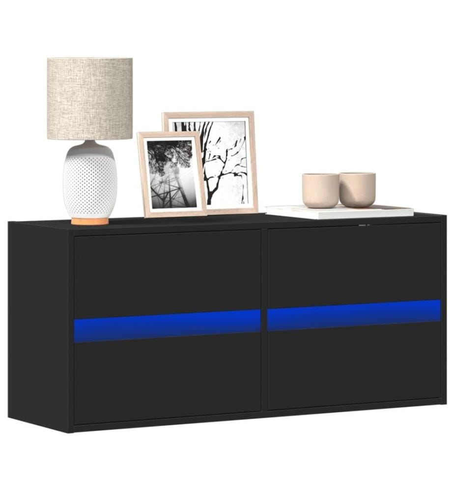 TV-Wandschrank mit LED-Beleuchtung Schwarz 100x31x45 cm