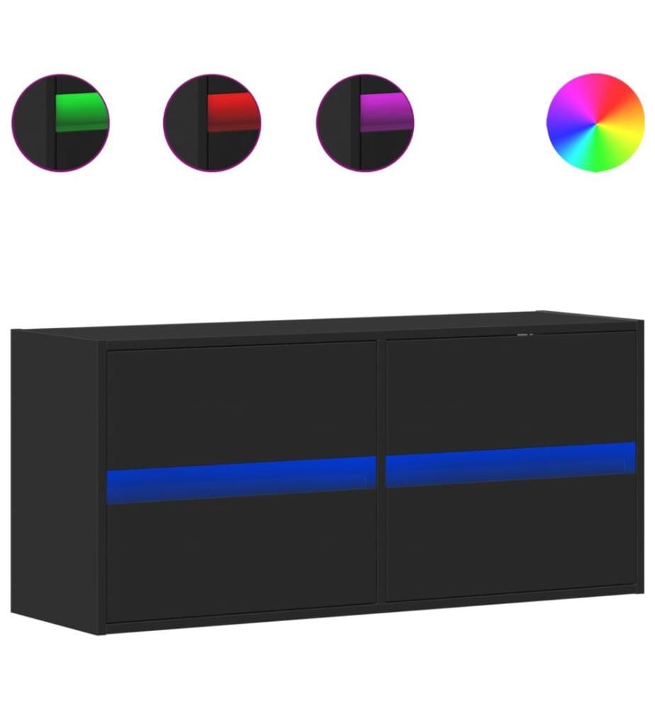 TV-Wandschrank mit LED-Beleuchtung Schwarz 100x31x45 cm