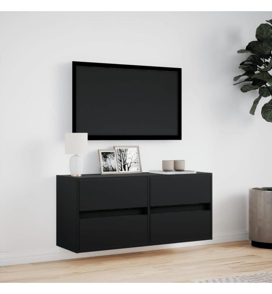 TV-Wandschrank mit LED-Beleuchtung Schwarz 100x31x45 cm