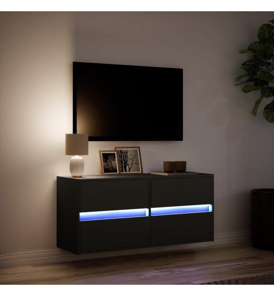TV-Wandschrank mit LED-Beleuchtung Schwarz 100x31x45 cm