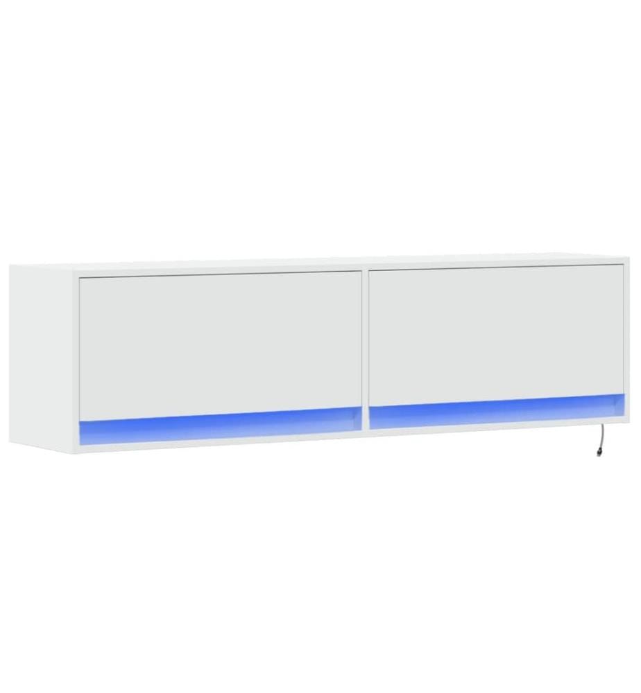 TV-Wandschrank mit LED-Beleuchtung Weiss 140x31x38 cm