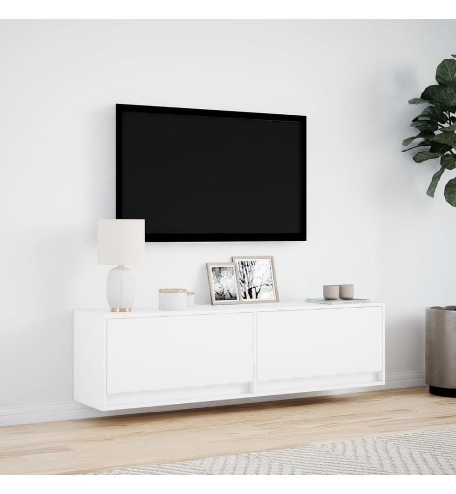 TV-Wandschrank mit LED-Beleuchtung Weiss 140x31x38 cm