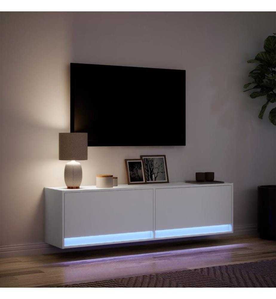 TV-Wandschrank mit LED-Beleuchtung Weiss 140x31x38 cm