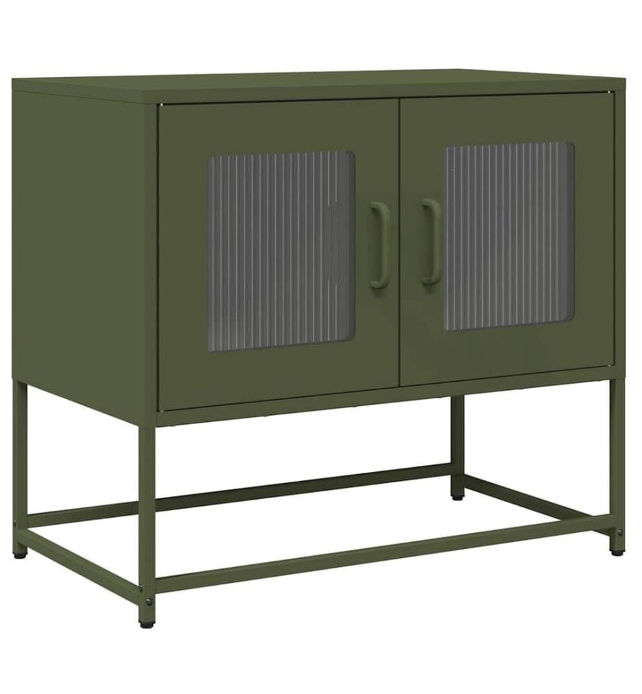 Meuble TV vert olive 68x39x60,5 cm acier laminé à froid