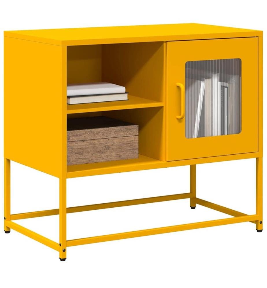 Meuble TV jaune moutarde 68x39x60,5 cm acier