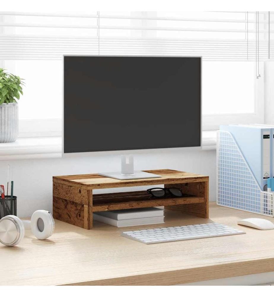 Support de moniteur vieux bois 42 x 24 x 13cm bois d'ingénierie