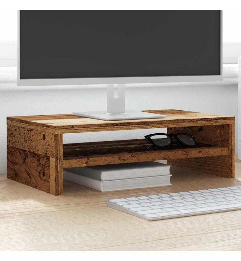 Support de moniteur vieux bois 42 x 24 x 13cm bois d'ingénierie