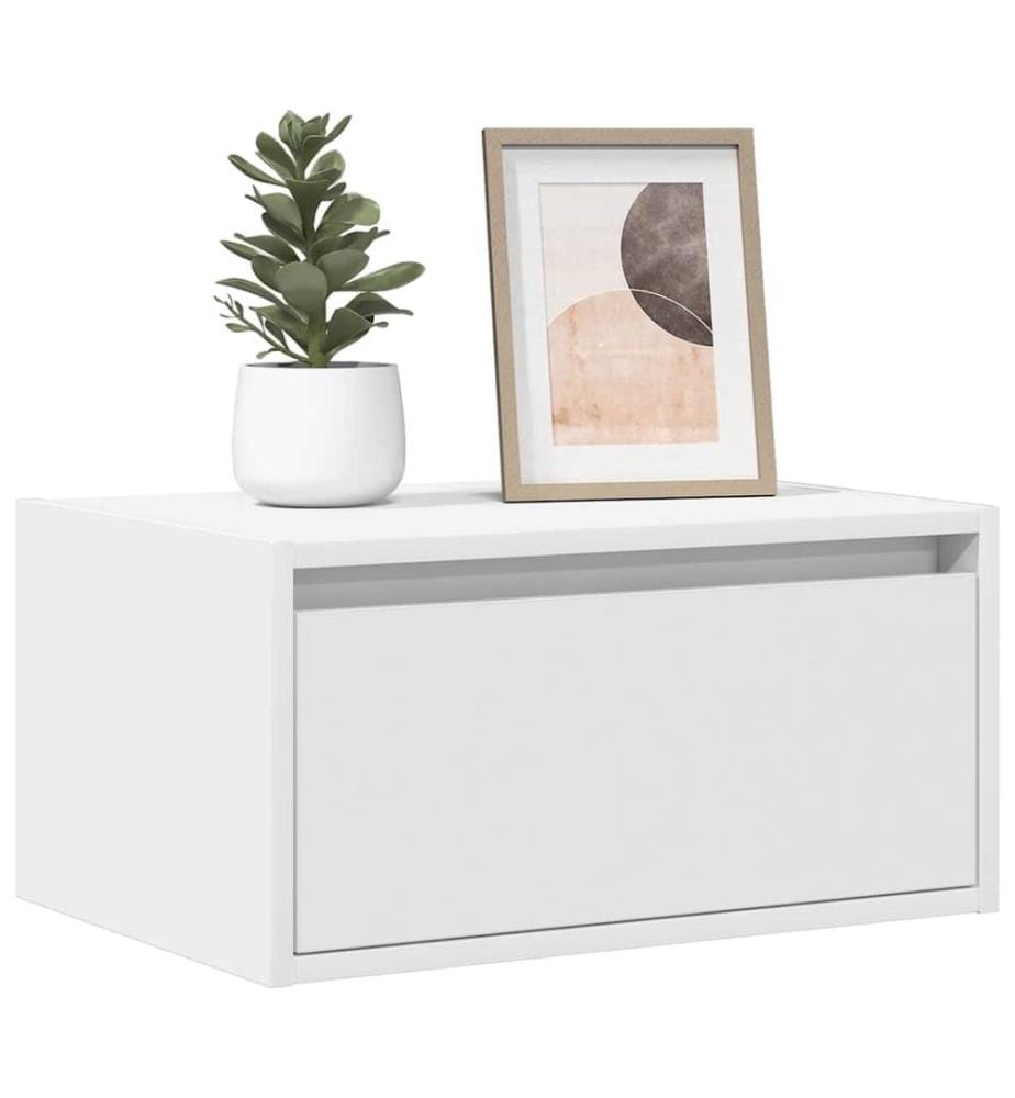 Wand-Nachttische mit LED-Leuchten 2 Stk. Weiss