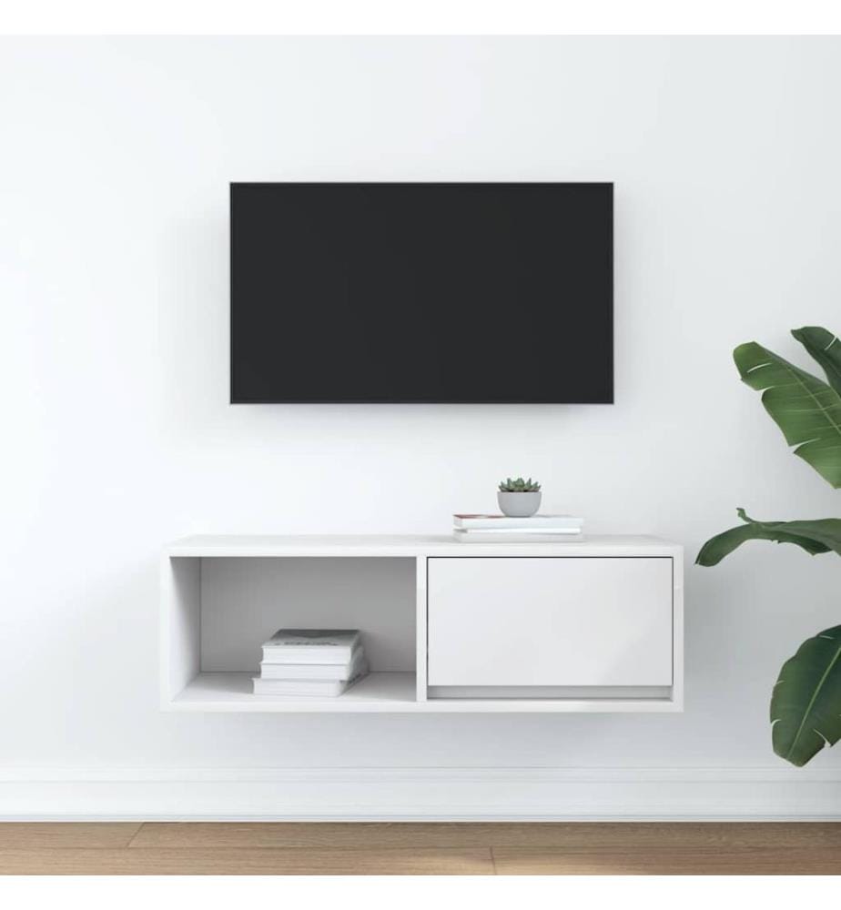 Meuble TV blanc 80x31x25,5 cm bois d'ingénierie