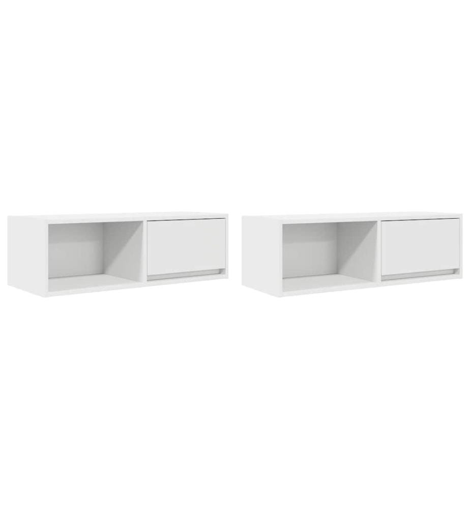 Meubles TV 2 pcs blanc 80x31x25,5 cm bois d'ingénierie