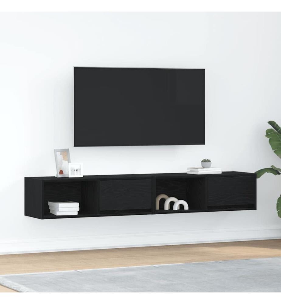 TV-Schränke 2 Stk. Schwarz Eichen-Optik 80x31x25,5 cm