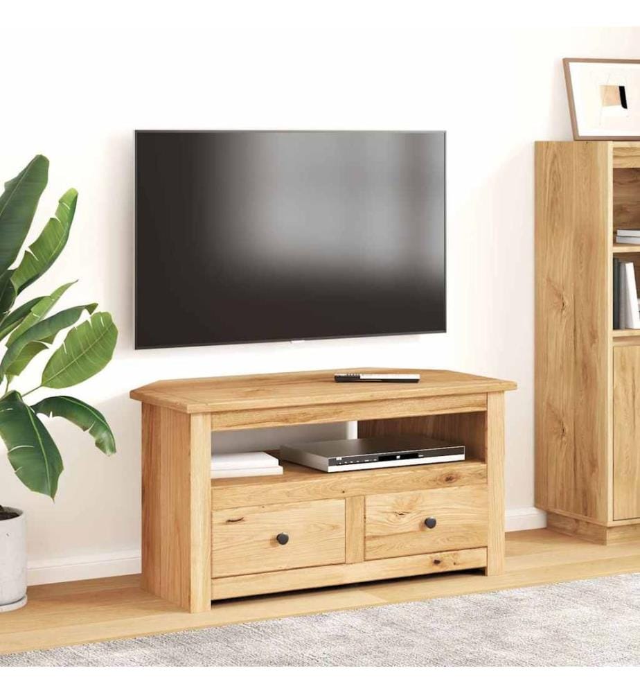 Meuble TV d'angle 93x49x49 cm Pin solide Assortiment Panama