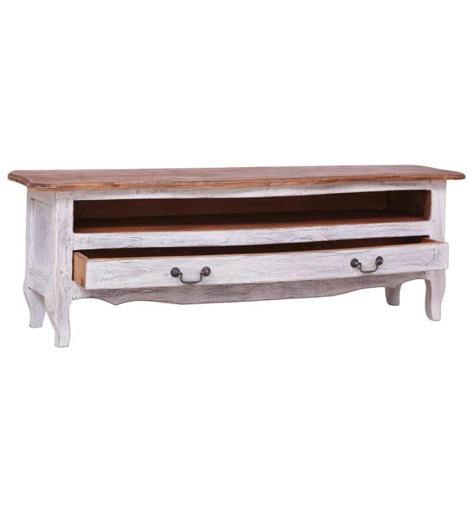 Meuble TV 120x30x40 cm blanc bois d'acajou massif