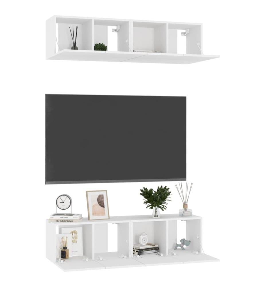 Meubles TV 4 pcs Blanc 60x30x30 cm Bois d'ingénierie