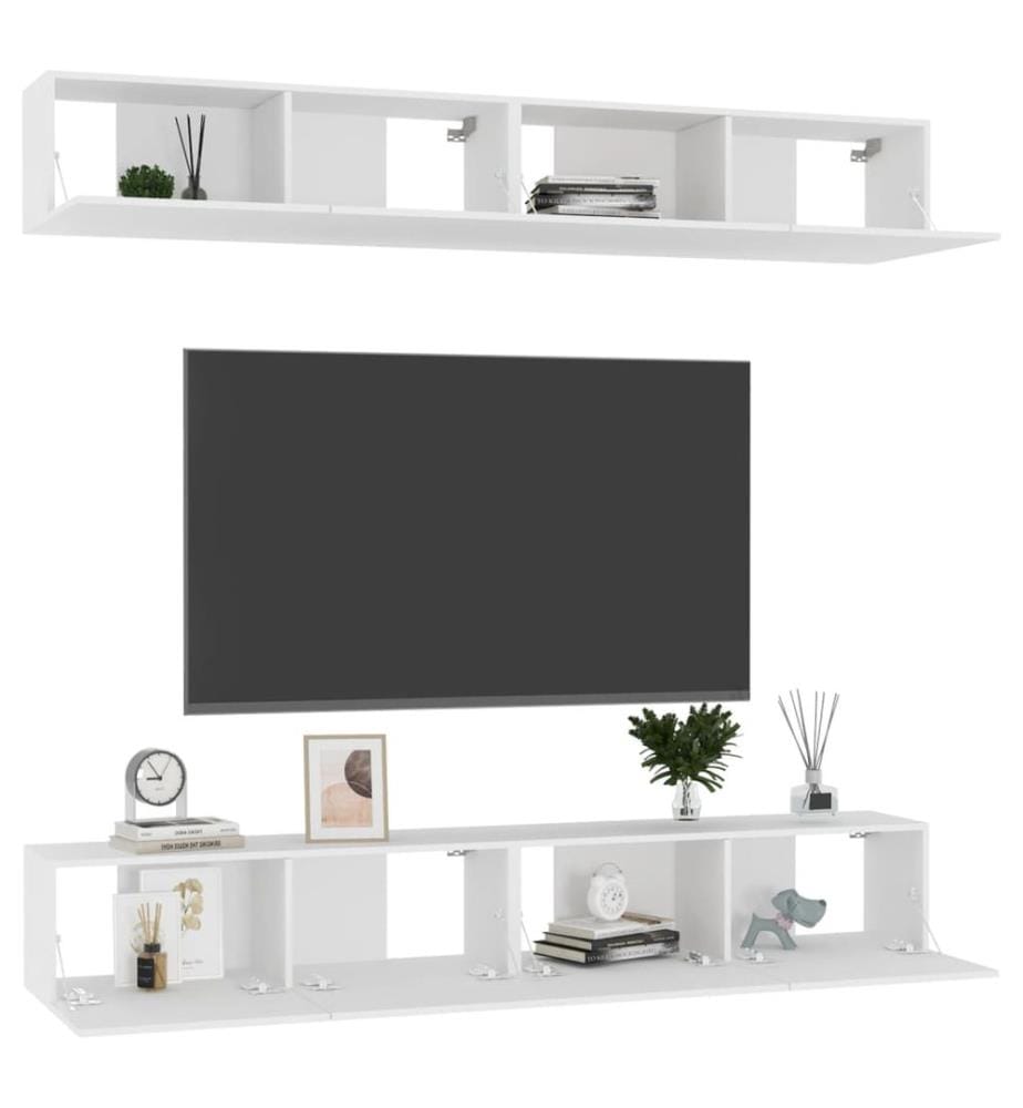 Meubles TV 4 pcs Blanc 100x30x30 cm Bois d'ingénierie