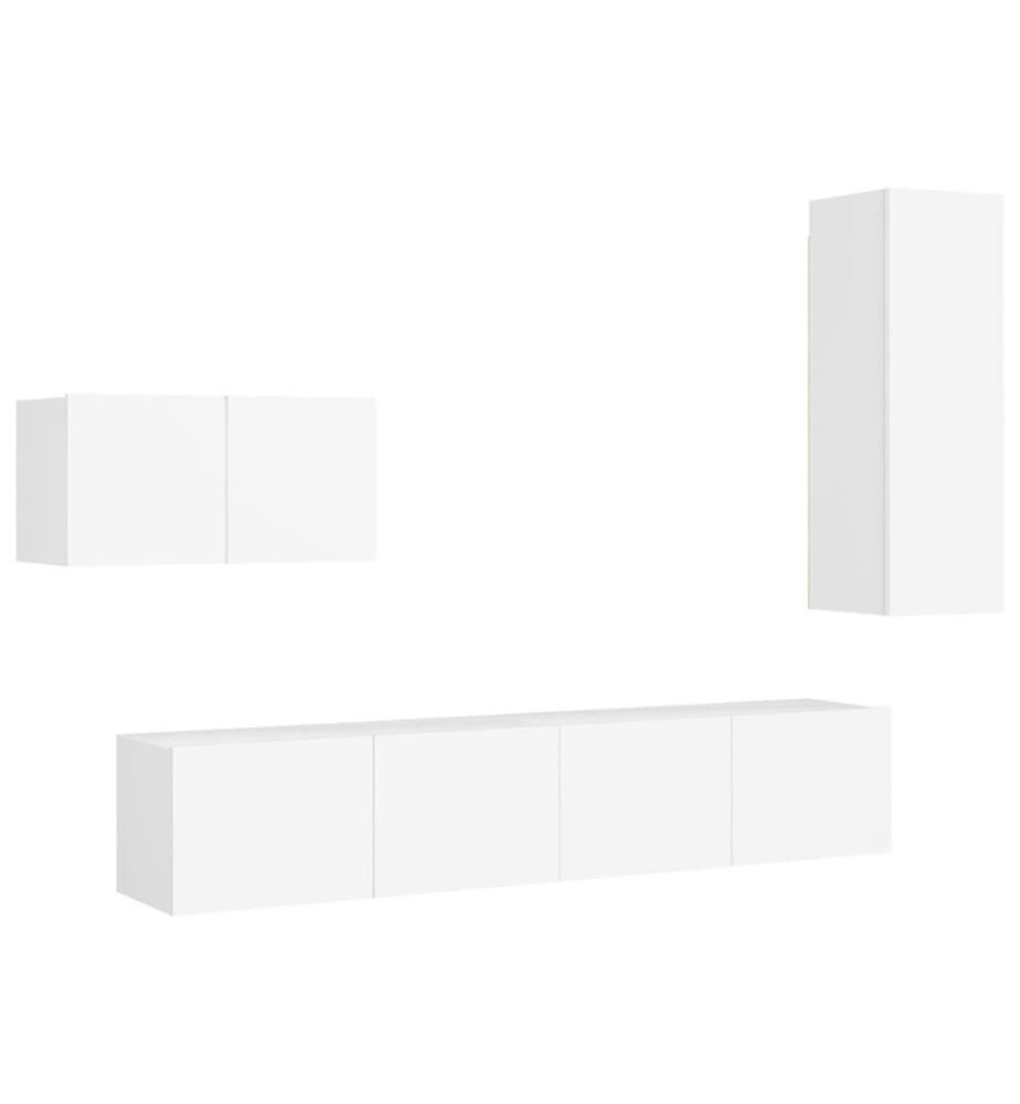Ensemble de meubles TV 4 pcs Blanc Bois d'ingénierie
