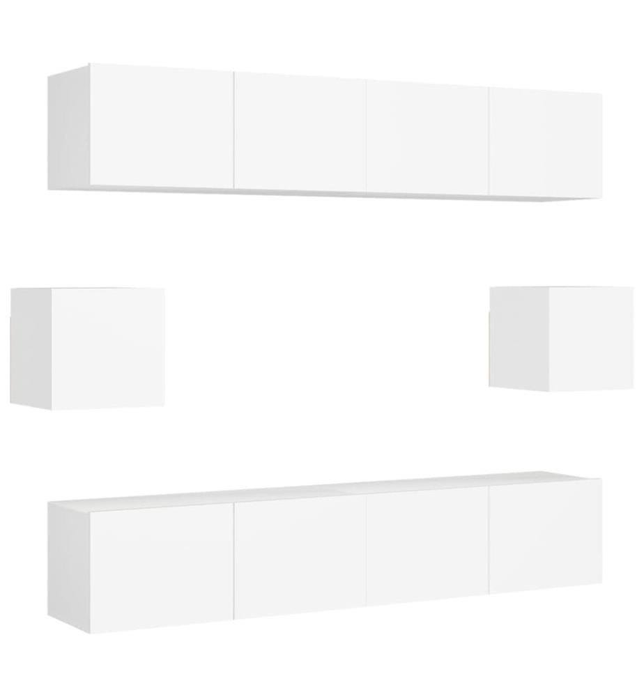 Ensemble de meubles TV 6 pcs Blanc Bois d'ingénierie