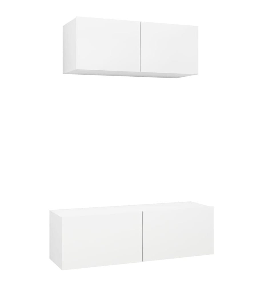 Ensemble de meubles TV 2 pcs Blanc Bois d'ingénierie