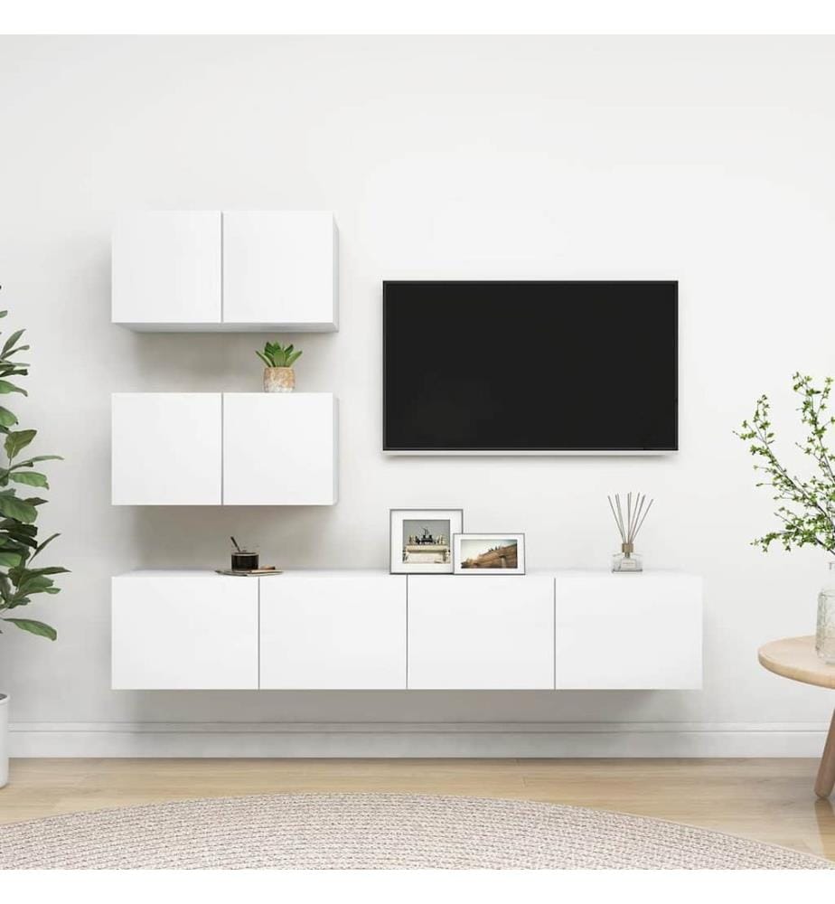Ensemble de meubles TV 4 pcs Blanc Bois d'ingénierie