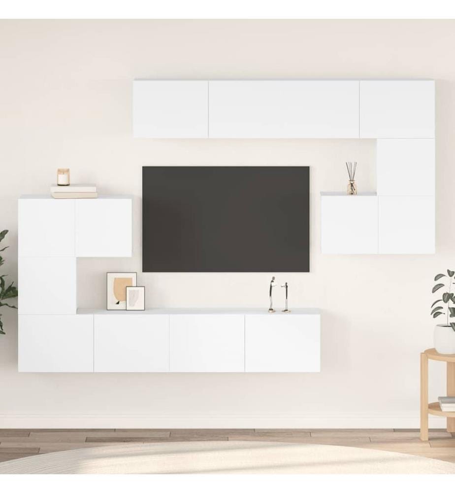 Ensemble de meubles TV 8 pcs Blanc Bois d'ingénierie