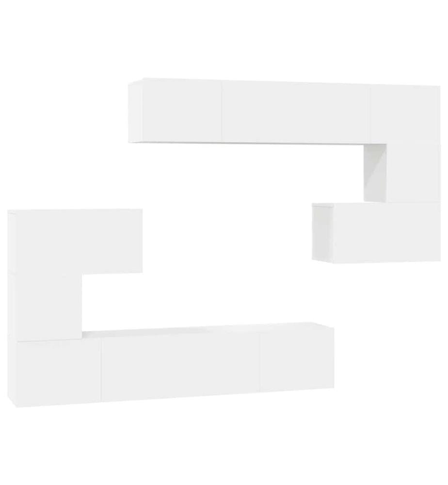 Ensemble de meubles TV 8 pcs Blanc Bois d'ingénierie