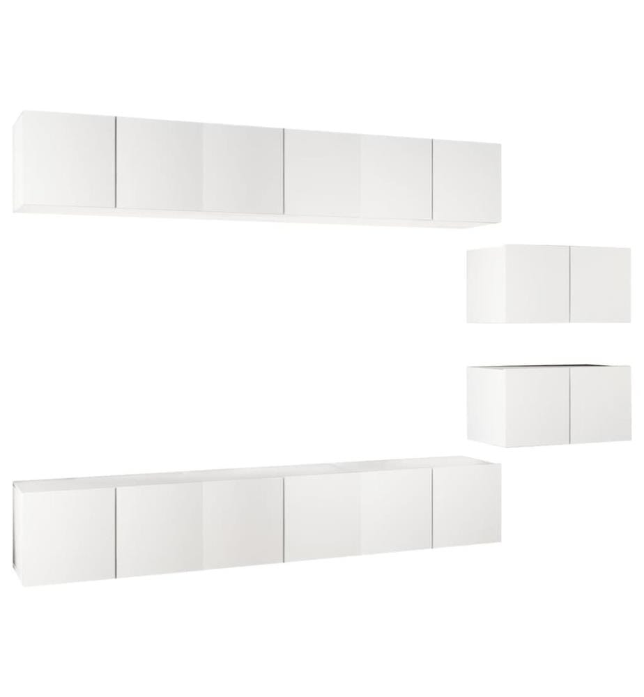 Meubles TV 8 pcs Blanc Bois d'ingénierie