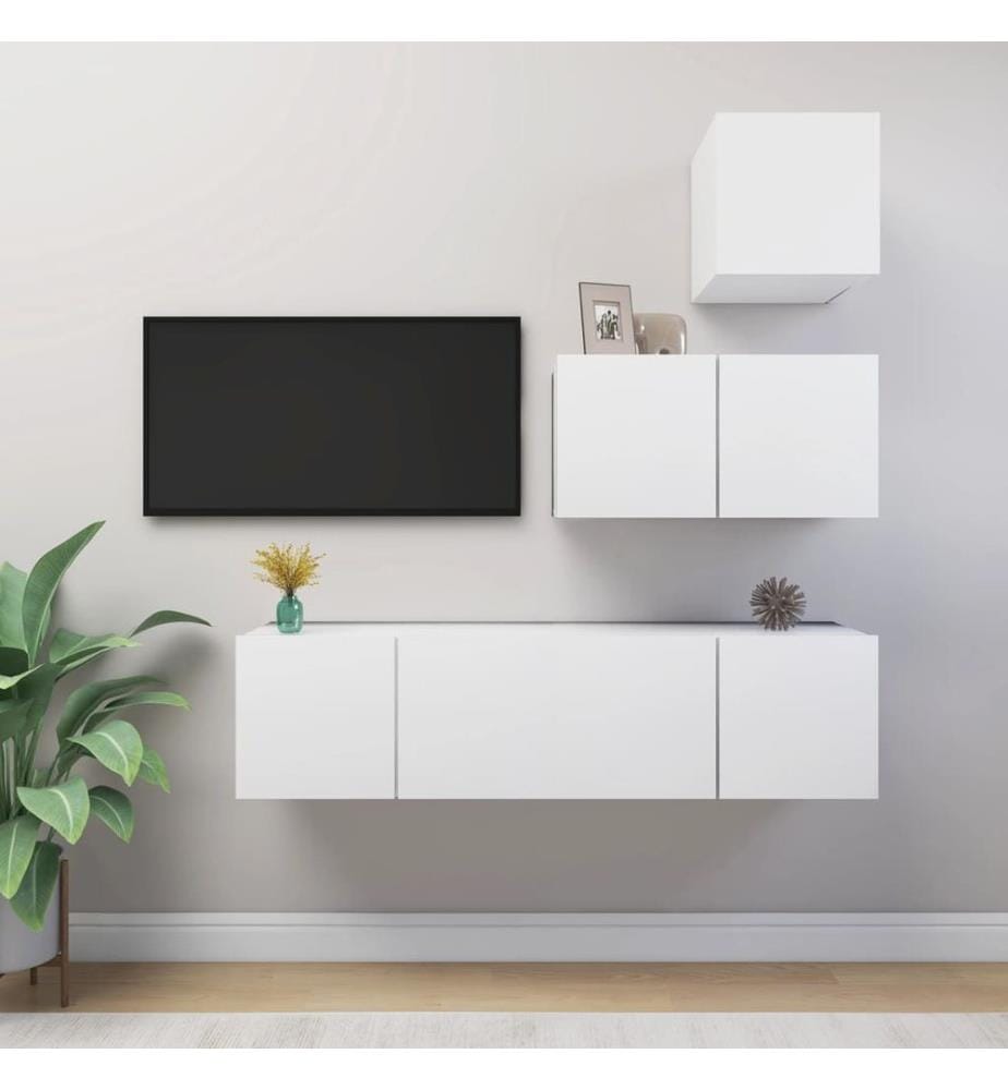 Ensemble de meubles TV 4 pcs Blanc Bois d'ingénierie