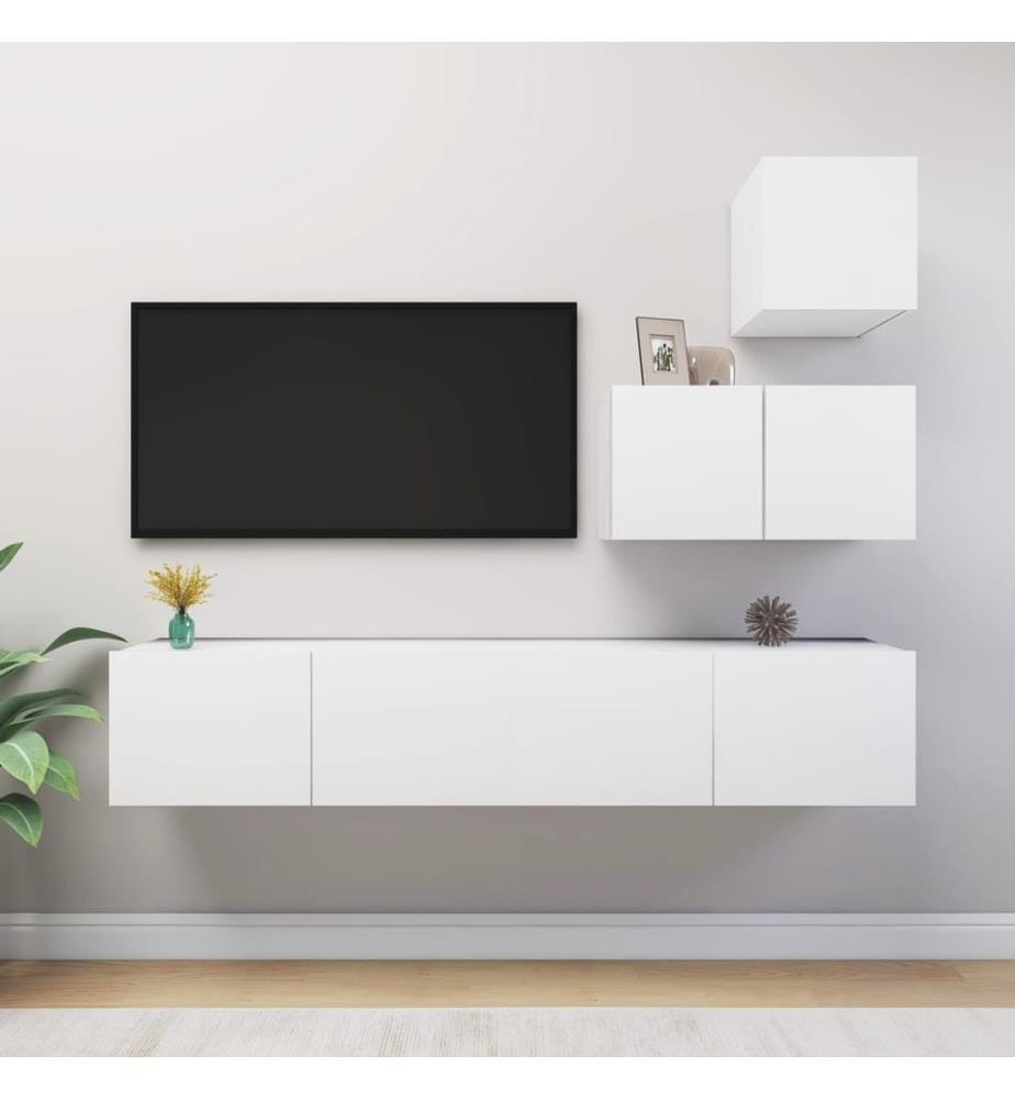 Ensemble de meubles TV 4 pcs Blanc Bois d'ingénierie