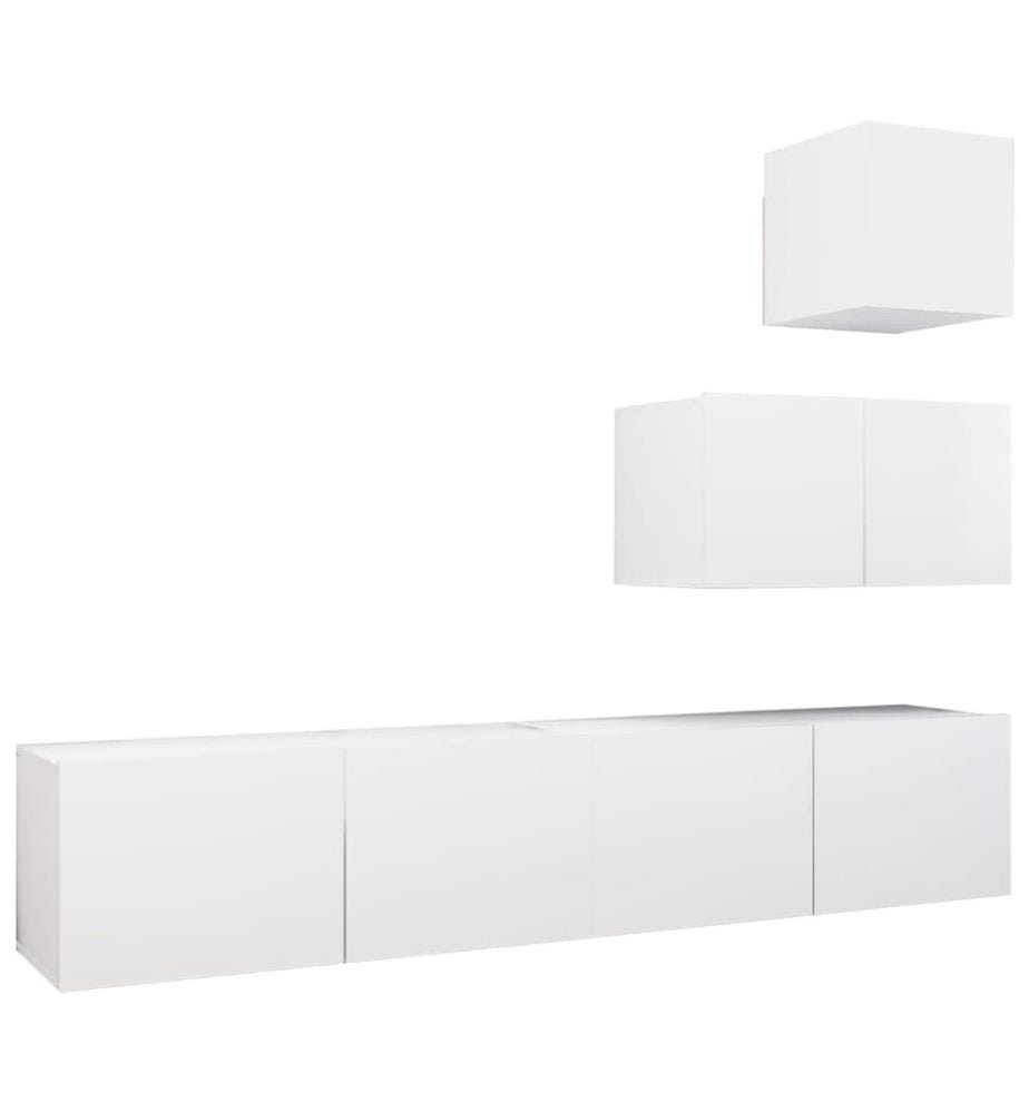 Ensemble de meubles TV 4 pcs Blanc Bois d'ingénierie