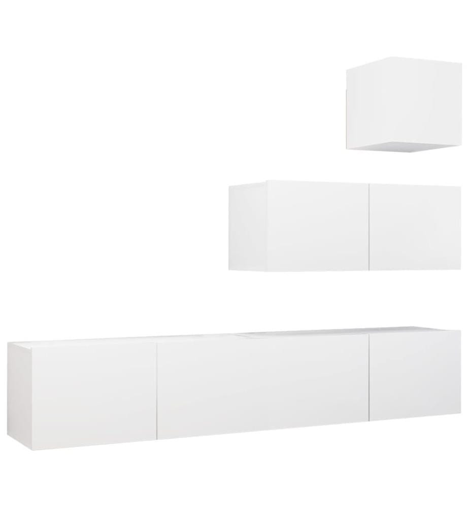 Ensemble de meubles TV 4 pcs Blanc Bois d'ingénierie