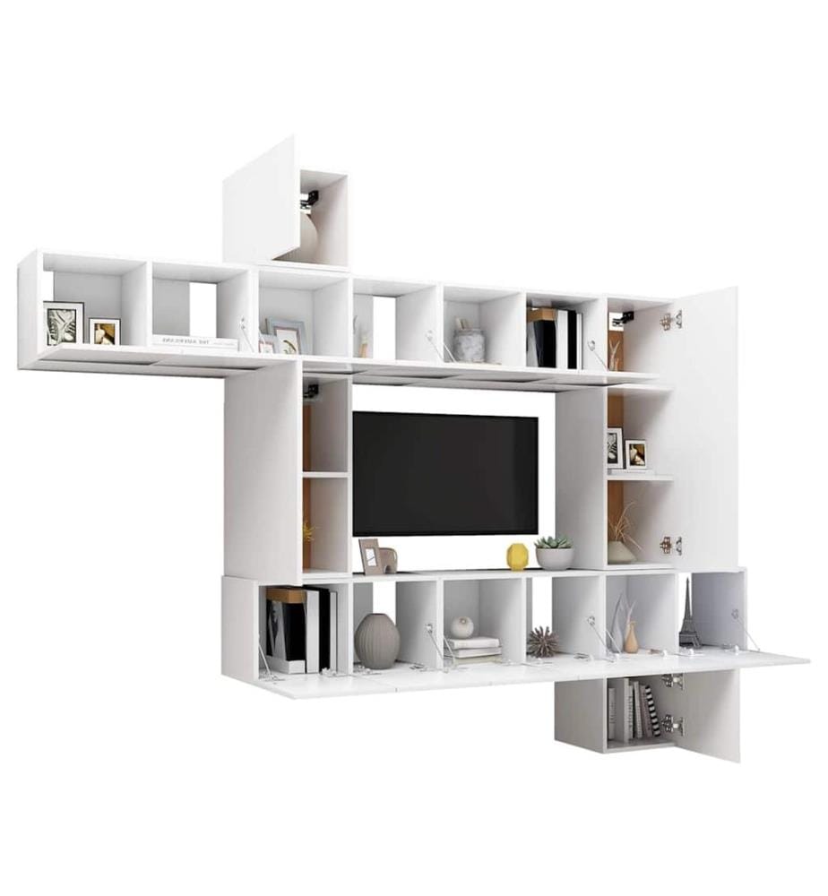 Ensemble de meubles TV 10 pcs Blanc Bois d'ingénierie