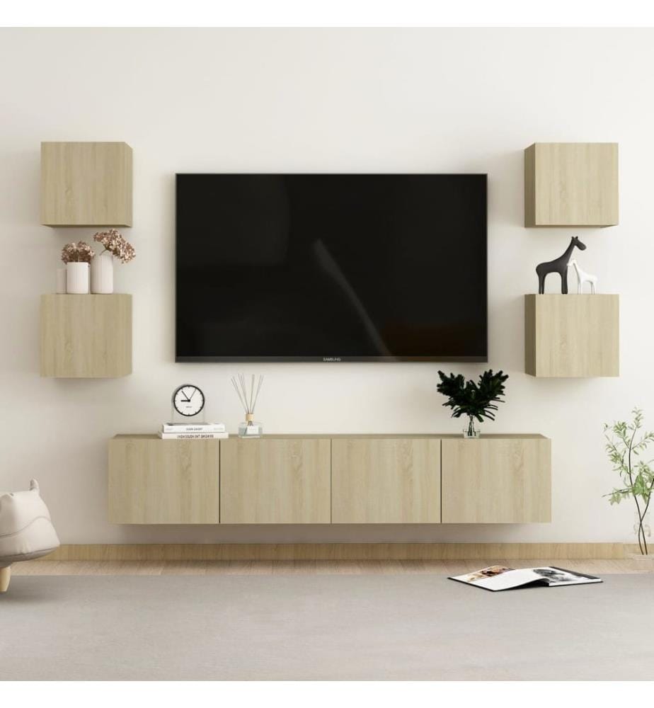Ensemble de meubles TV 6 pcs Chêne sonoma Bois d'ingénierie