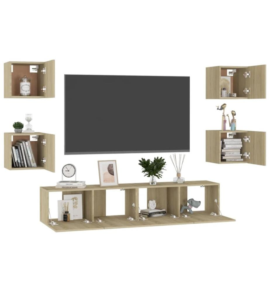 Ensemble de meubles TV 6 pcs Chêne sonoma Bois d'ingénierie