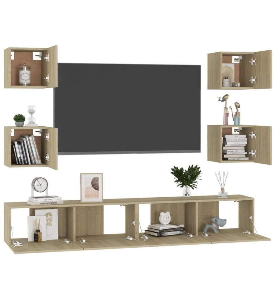 Ensemble de meubles TV 6 pcs Chêne sonoma Bois d'ingénierie