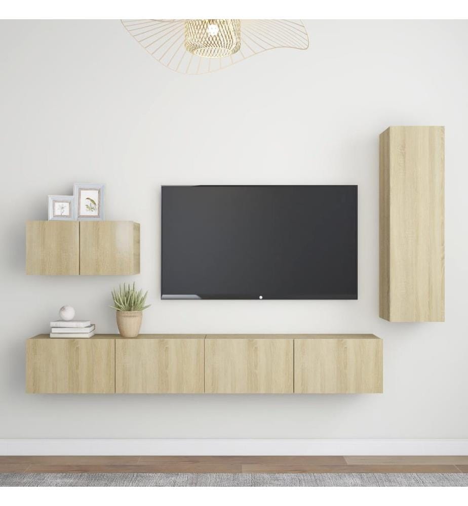 Ensemble de meubles TV 4 pcs Chêne sonoma Bois d'ingénierie