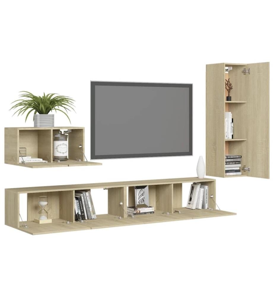 Ensemble de meubles TV 4 pcs Chêne sonoma Bois d'ingénierie