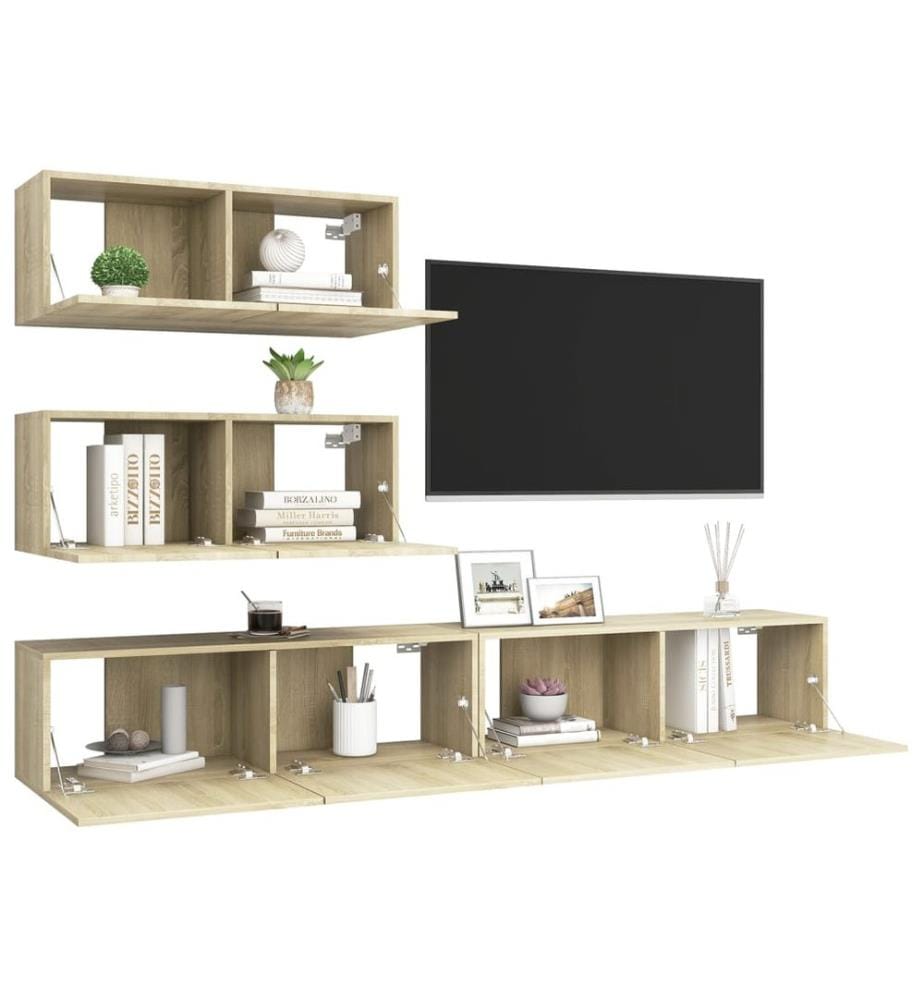 4-tlg. TV-Schrank-Set Sonoma-Eiche Holzwerkstoff