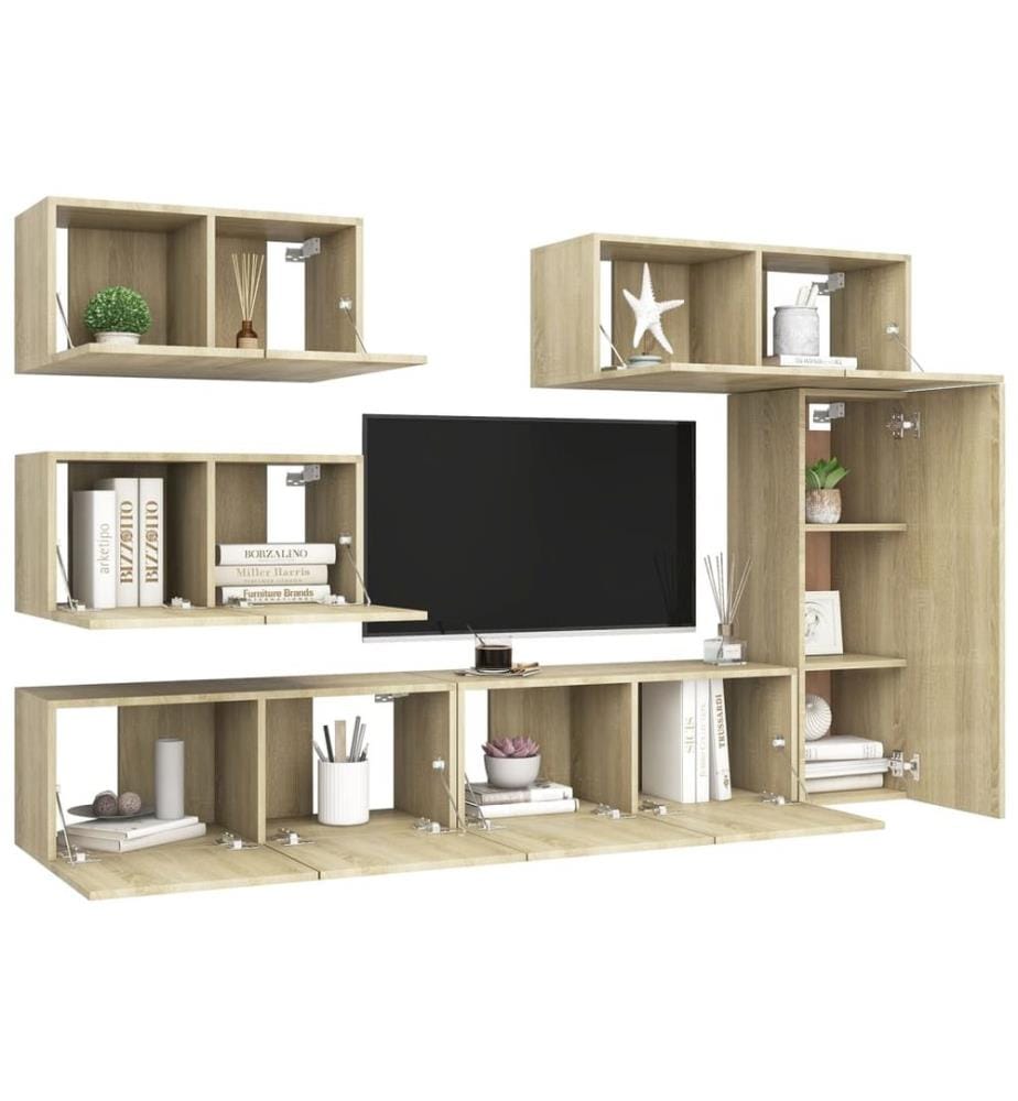 Ensemble de meuble TV 6 pcs Chêne sonoma Bois d'ingénierie