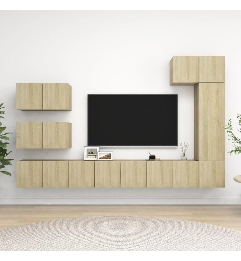Ensemble de meubles TV 8 pcs Chêne sonoma Bois d'ingénierie