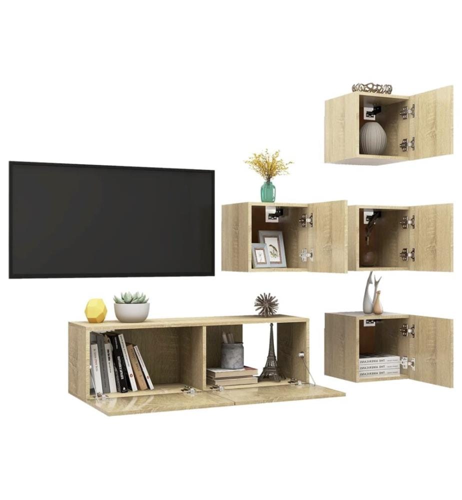 Ensemble de meubles TV 5 pcs Chêne sonoma Bois d'ingénierie