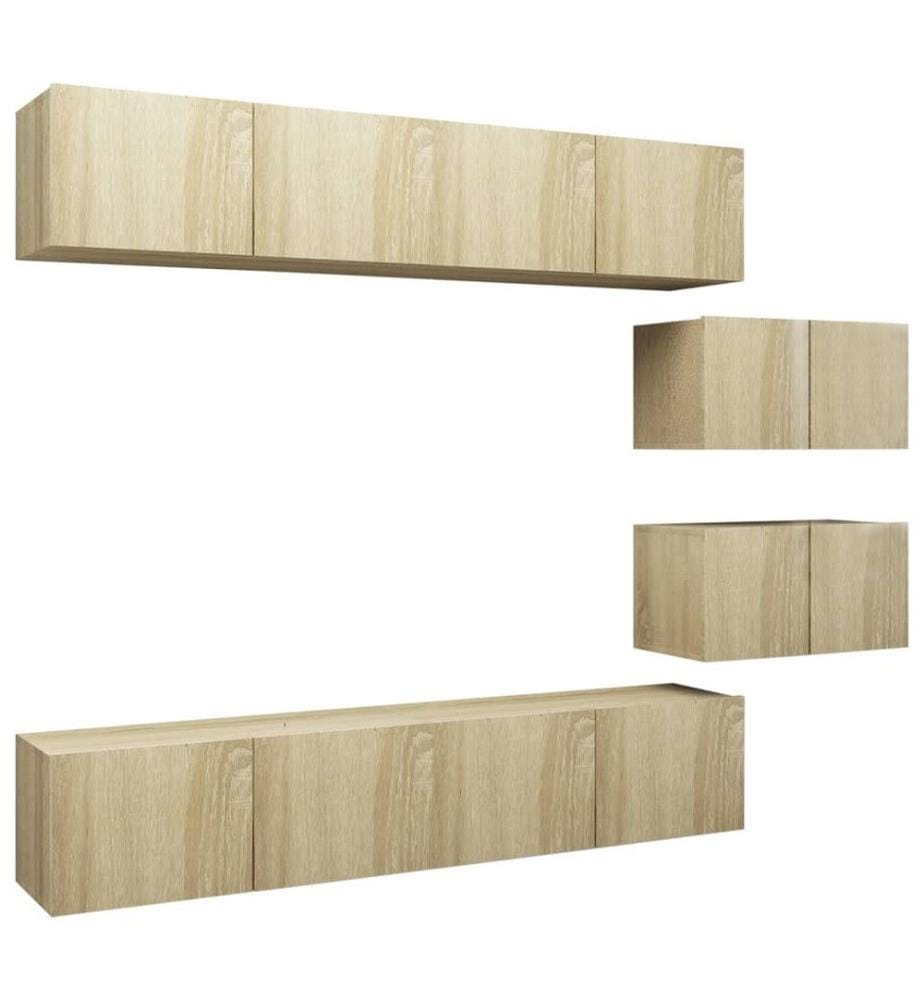 Ensemble de meuble TV 6 pcs Chêne sonoma Bois d'ingénierie