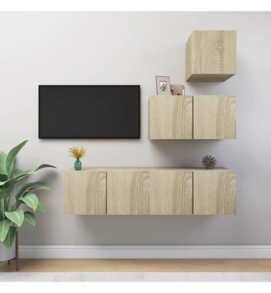Ensemble de meubles TV 4 pcs Chêne sonoma Bois d'ingénierie