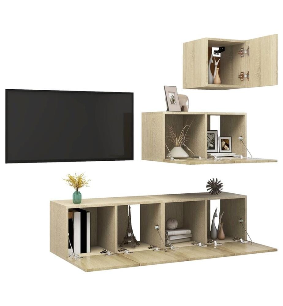 Ensemble de meubles TV 4 pcs Chêne sonoma Bois d'ingénierie