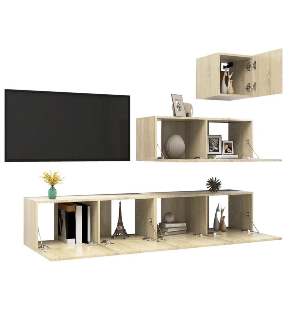 Ensemble de meubles TV 4 pcs Chêne sonoma Bois d'ingénierie