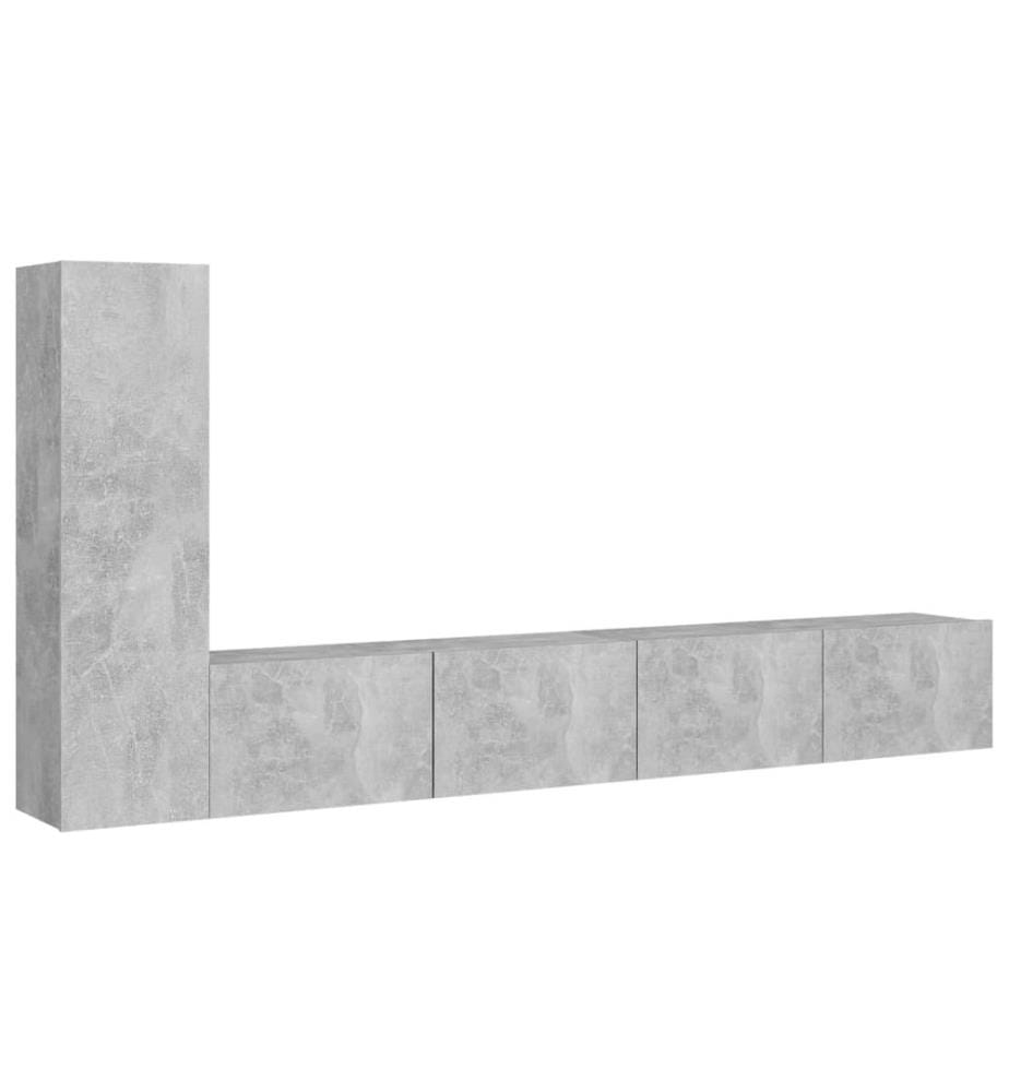 Ensemble de meubles TV 3 pcs Gris béton Bois d'ingénierie