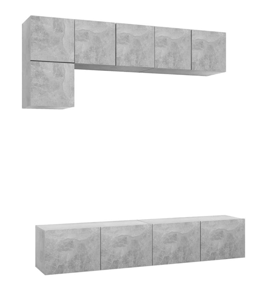 Ensemble de meubles TV 5 pcs Gris béton Bois d'ingénierie