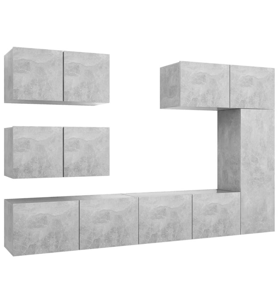Ensemble de meubles TV 6 pcs Gris béton Bois d'ingénierie